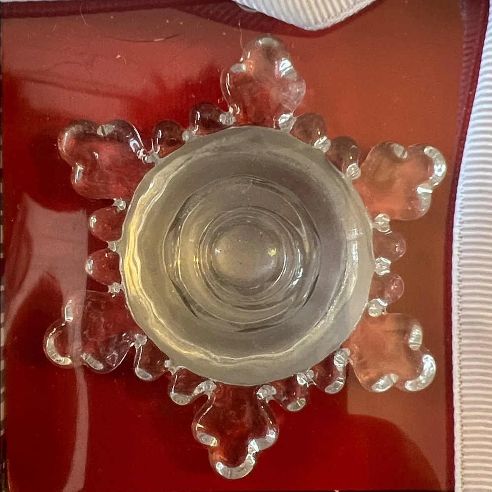 Williams Sonoma Crystal Snowflake Taper Candle Holders.